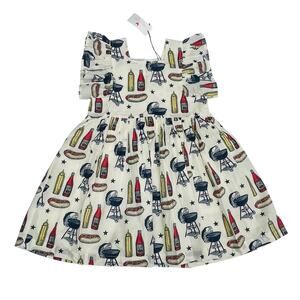 Pink Chicken Cream BBQ Print Dress